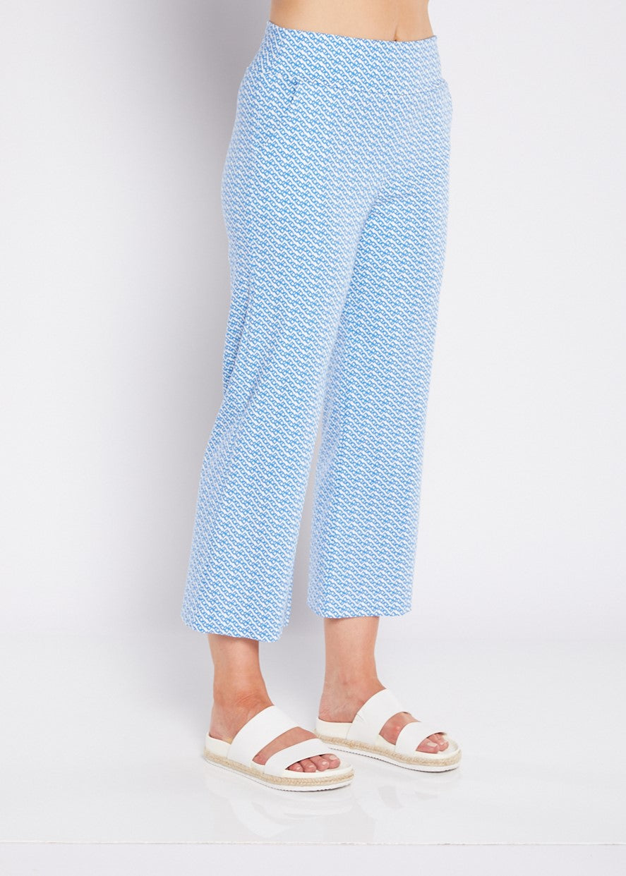 Philosophy Australia Ticket printed Bengaline culotte in Blue Diamond, made in Australia
