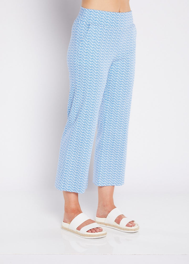 Philosophy Australia Ticket printed Bengaline culotte in Blue Diamond, made in Australia