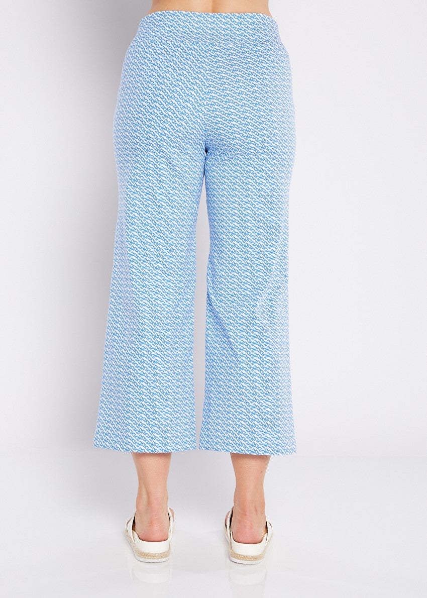 Philosophy Australia Ticket printed Bengaline culotte in Blue Diamond, made in Australia