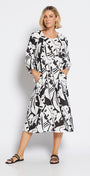 Philosophy Australia Toz Linen dress in black Jungle print 