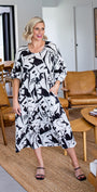 Philosophy Australia Toz Linen dress in black Jungle print 