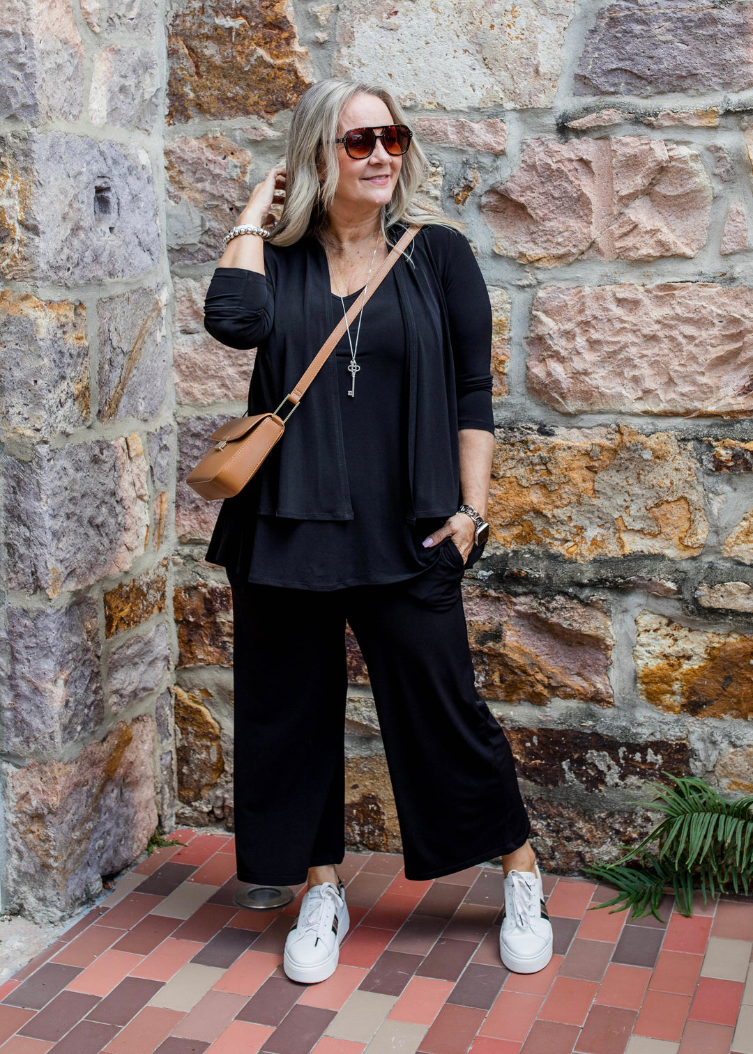 Twinnie swing jacket and reversible tank set in Black