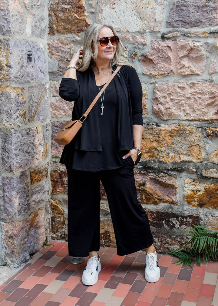 Twinnie swing jacket and reversible tank set in Black