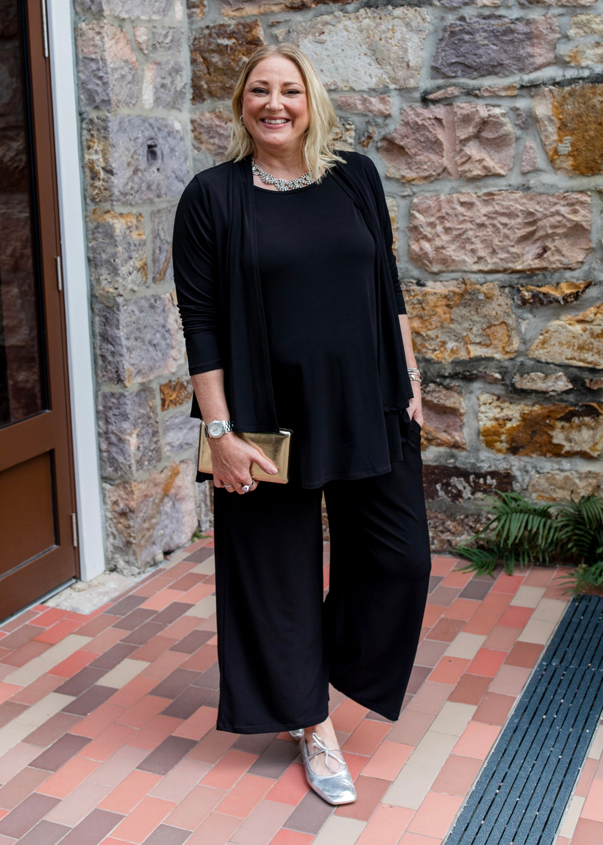 Twinnie swing jacket and reversible tank set in Black