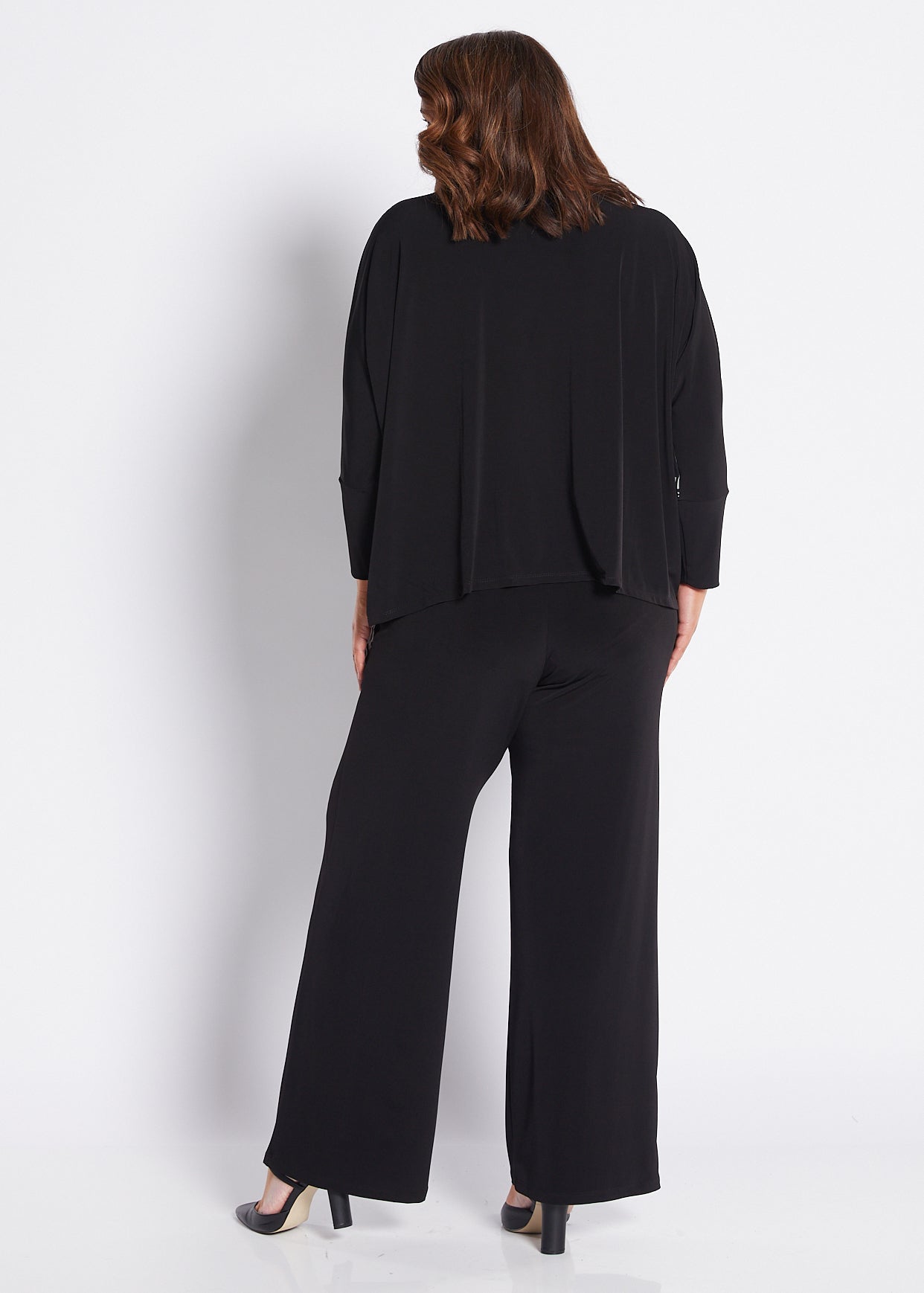 Chiffon and Jersey Spliced Blouse in Green Black Print