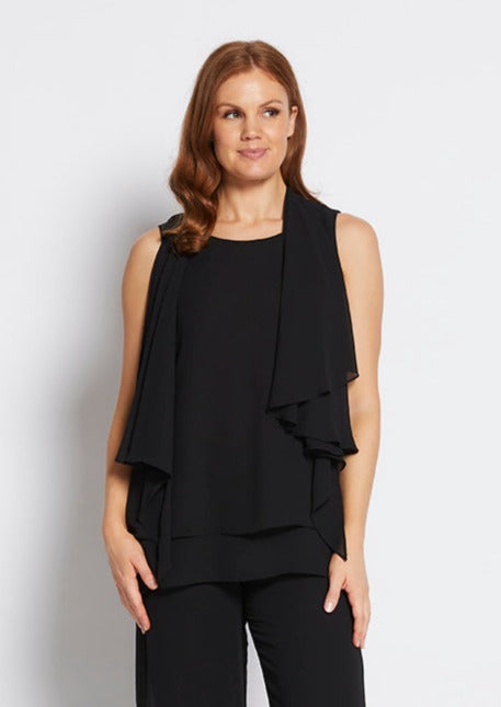 Cape multiwear chiffon blouse in Black