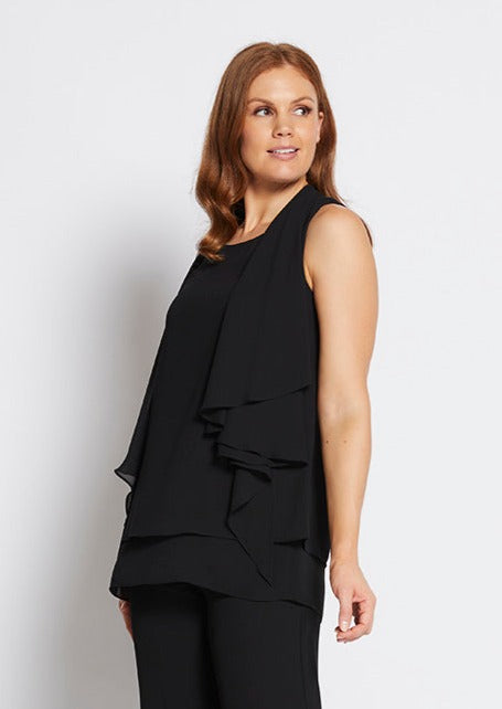 Cape multiwear chiffon blouse in Black