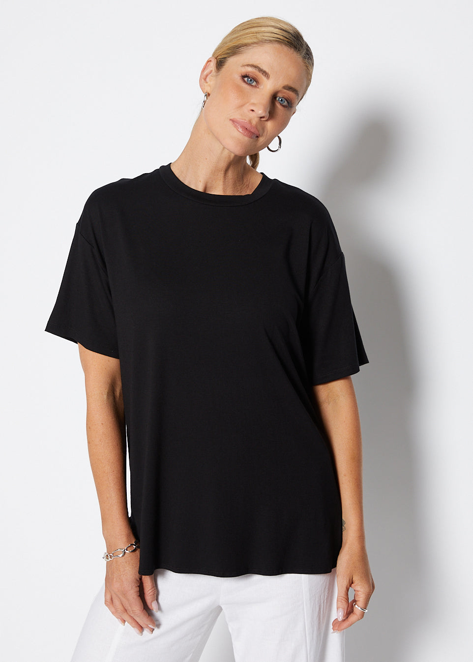 Spencer viscose jersey tee in Black