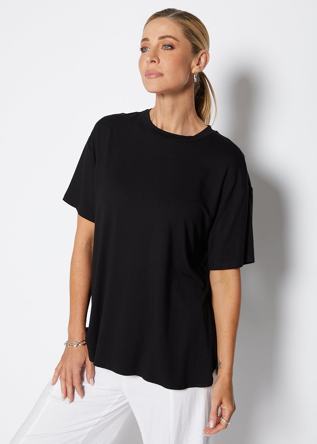 Spencer viscose jersey tee in Black