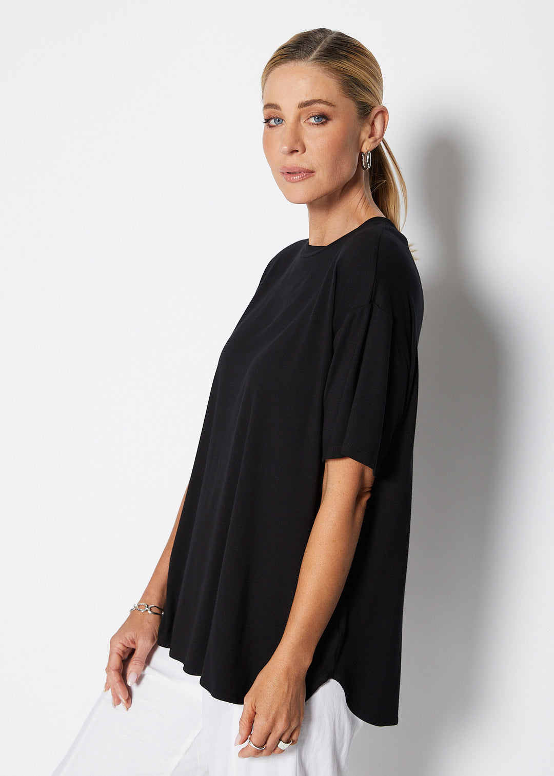 Spencer viscose jersey tee in Black