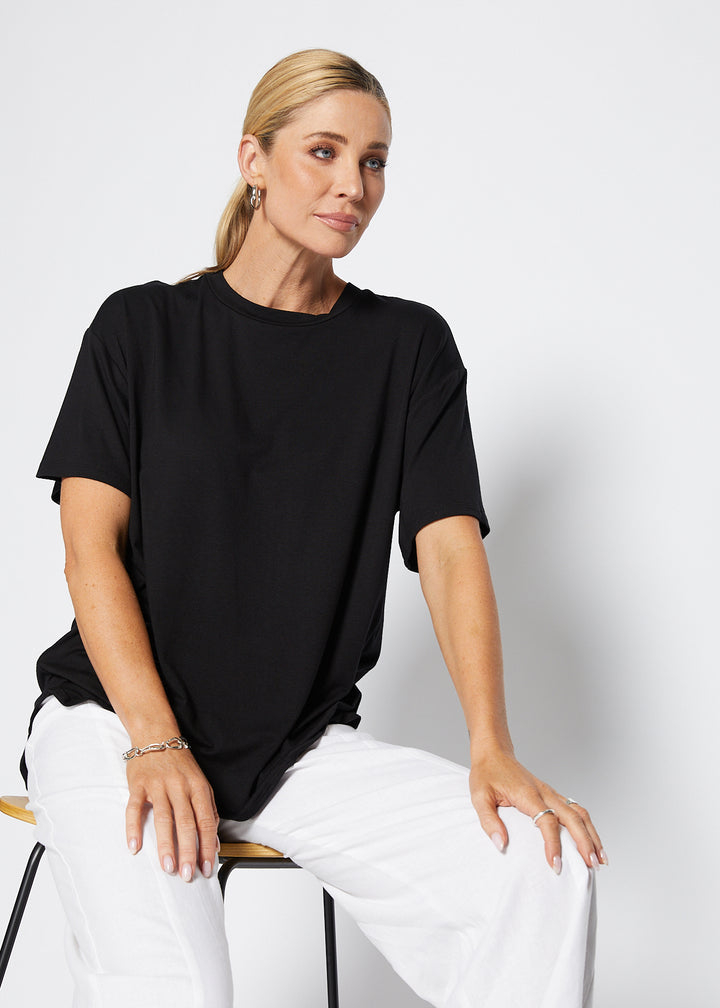 Spencer viscose jersey tee in Black