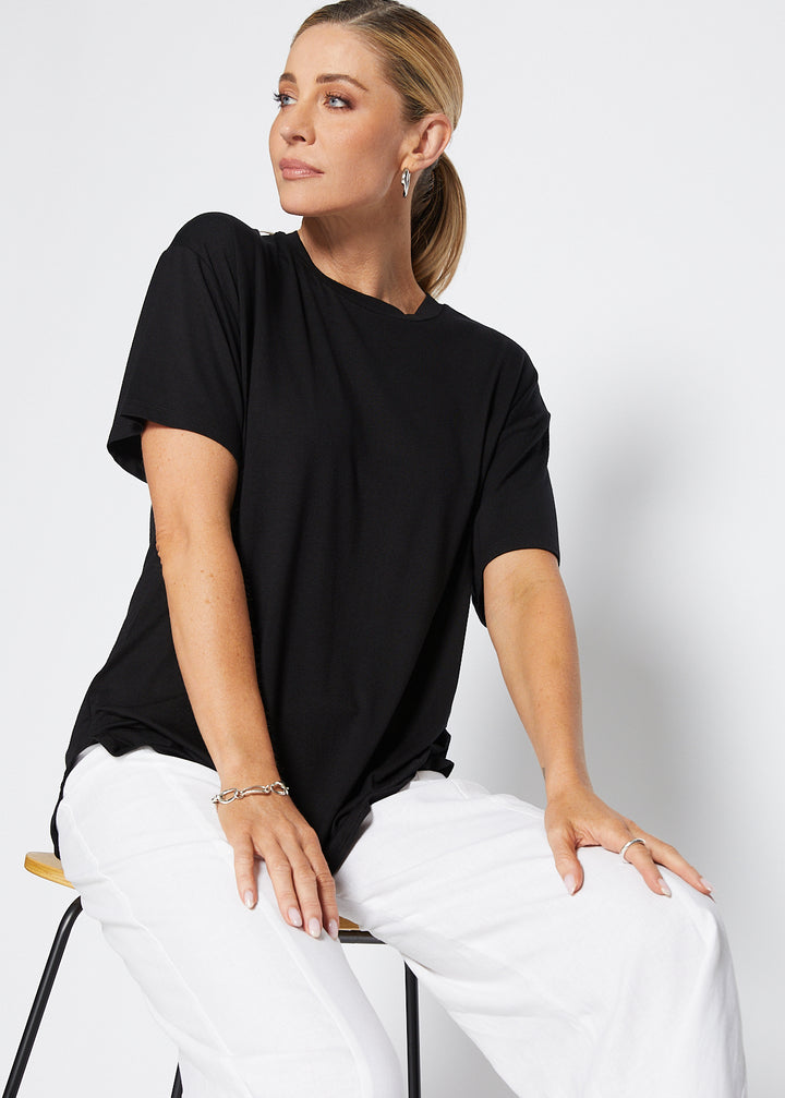 Spencer viscose jersey tee in Black