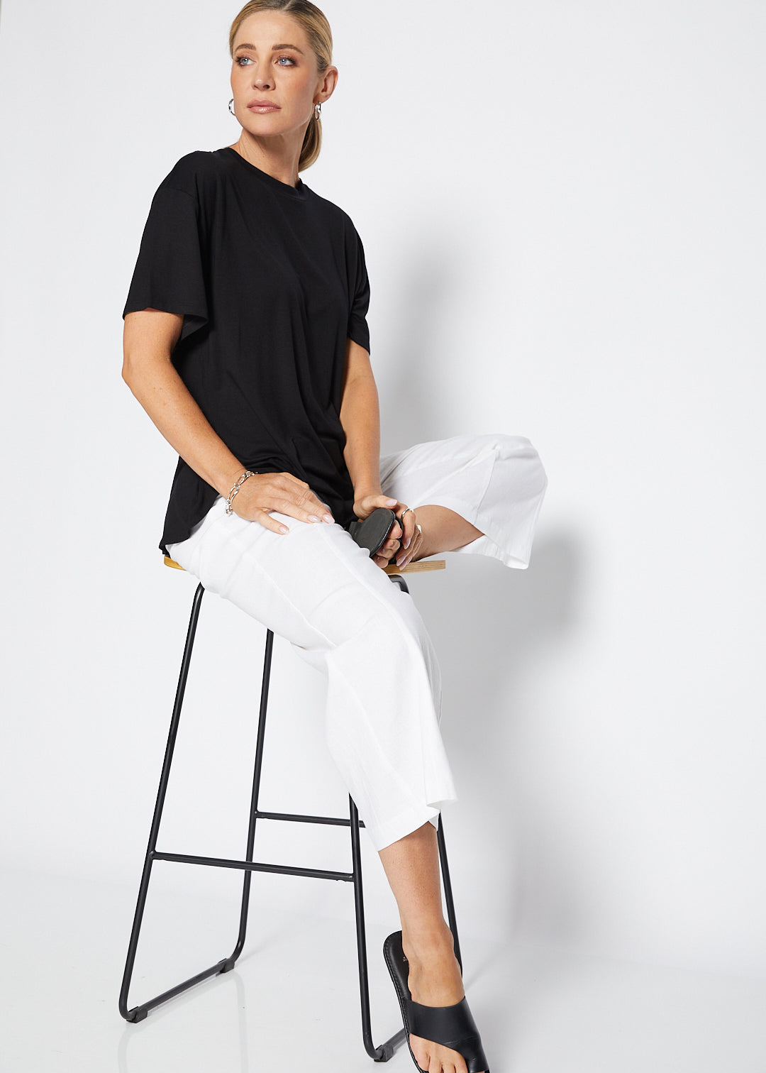 Spencer viscose jersey tee in Black