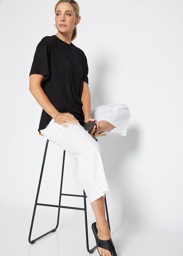 Spencer viscose jersey tee in Black