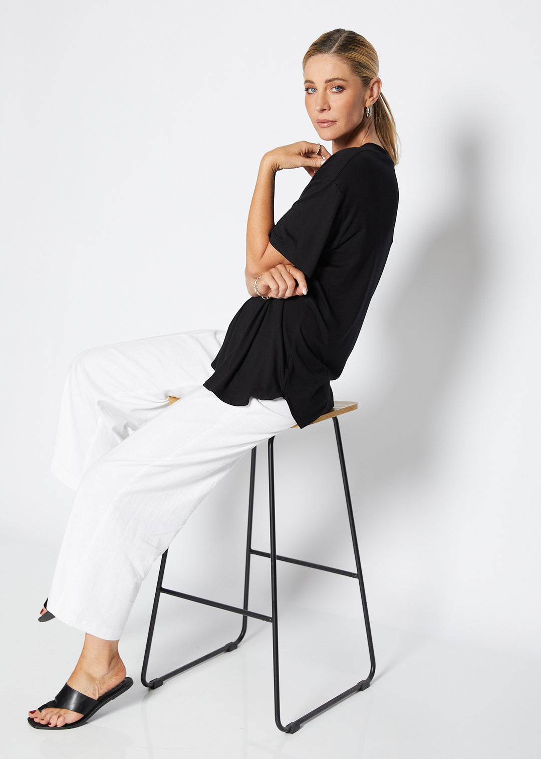Spencer viscose jersey tee in Black