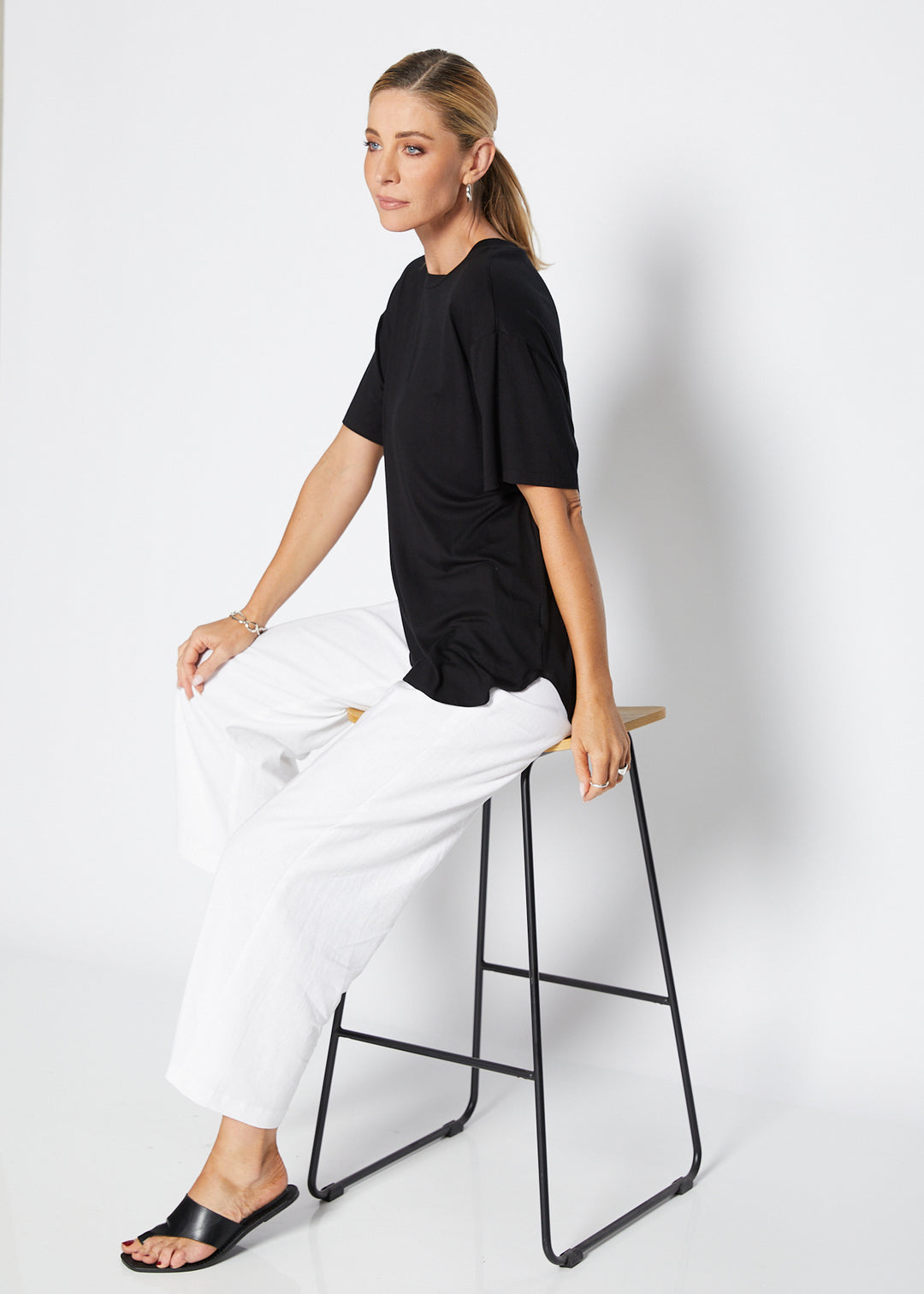 Spencer viscose jersey tee in Black