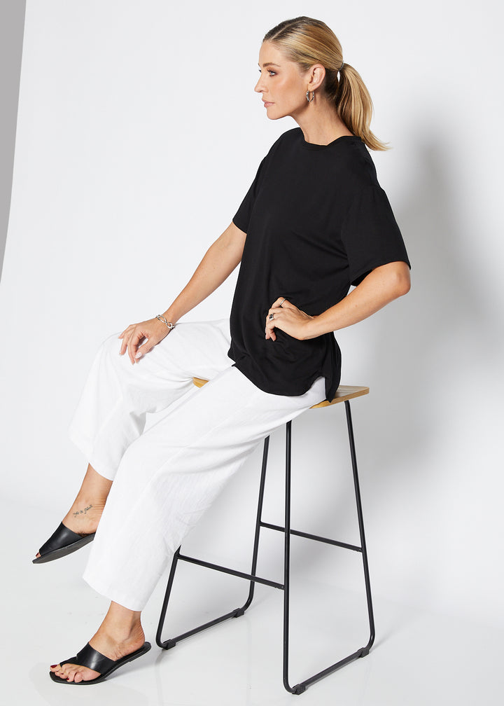Spencer viscose jersey tee in Black