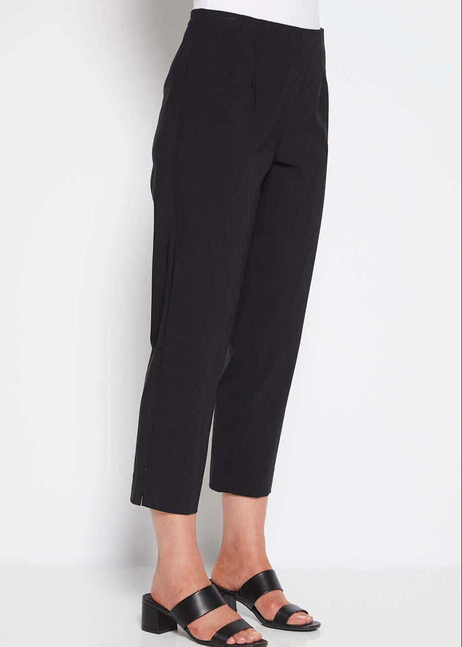 Wow Miracle Bengaline Women's 7/8th length straight-cut pants in black.