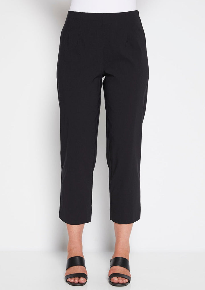 Wow Miracle Bengaline Women's 7/8th length straight-cut pants in black.