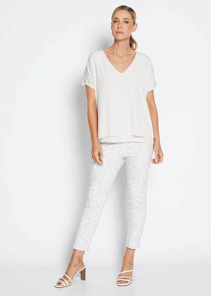 Philosophy Australia Easy printed Bengaline 7/8 fitted pant in Zebros, sustainable slow fashion made in Australia