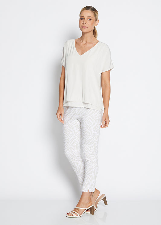 Philosophy Australia Easy printed Bengaline 7/8 fitted pant in Zebros, sustainable slow fashion made in Australia