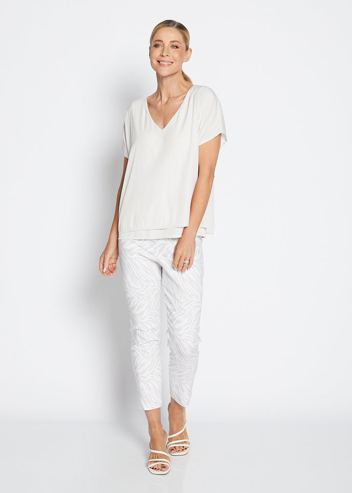 Philosophy Australia Easy printed Bengaline 7/8 fitted pant in Zebros, sustainable slow fashion made in Australia