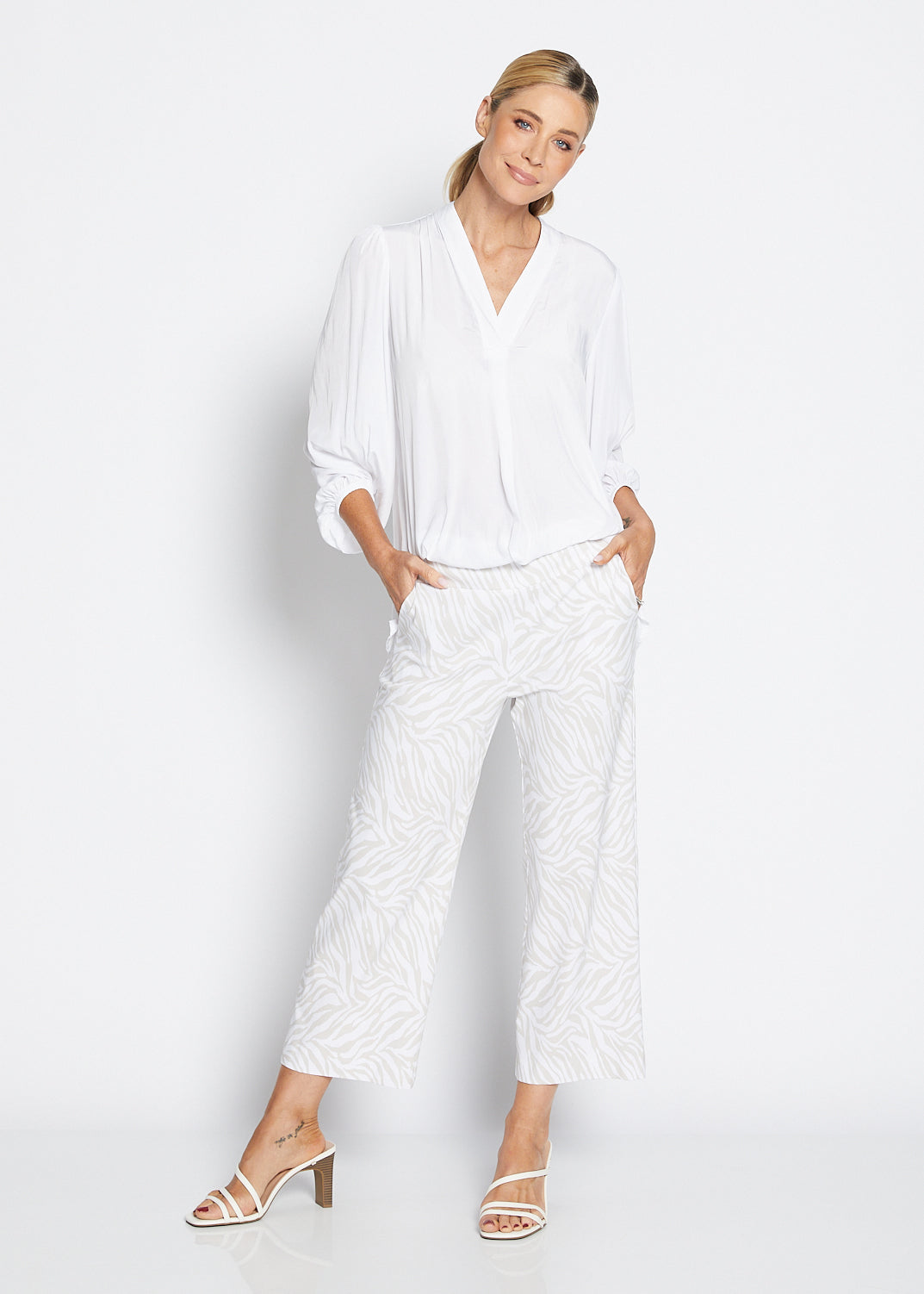 Philosophy Australia Ticket printed Bengaline culotte in Zebros, sustainable slow fashion made in Australia