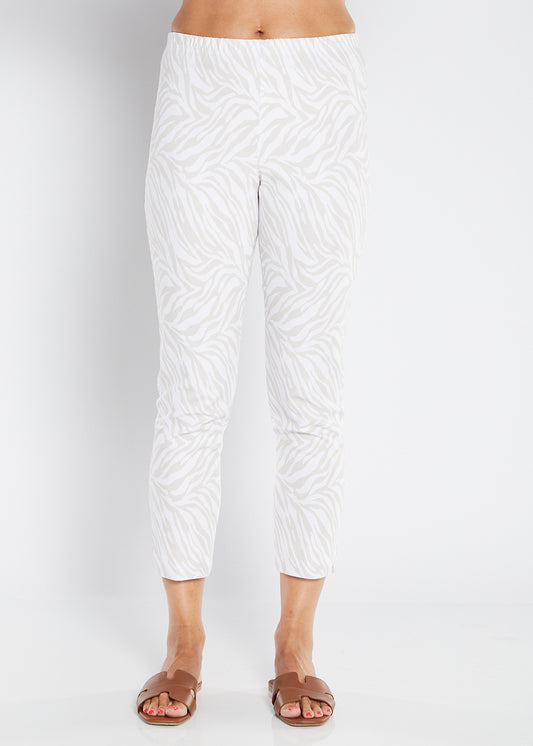 Philosophy Australia Easy printed Bengaline 7/8 fitted pant in Zebros, sustainable slow fashion made in Australia