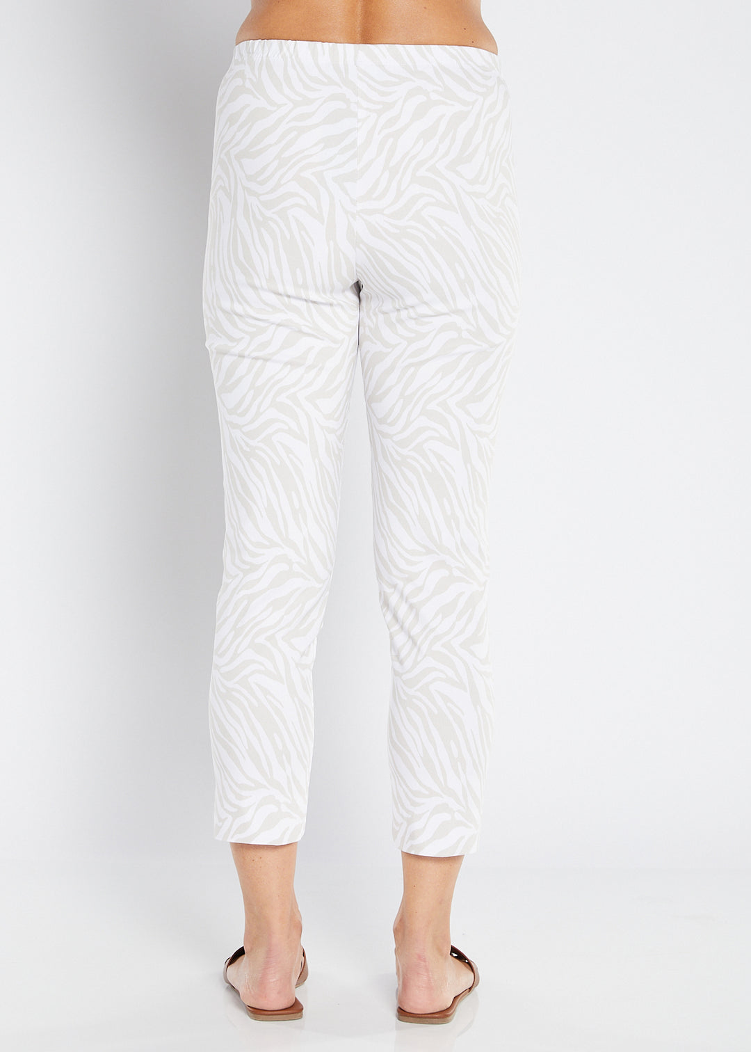 Philosophy Australia Easy printed Bengaline 7/8 fitted pant in Zebros, sustainable slow fashion made in Australia