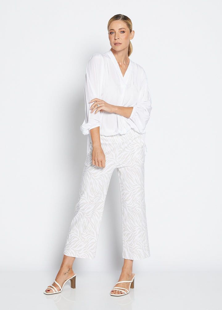 Maple Lustre technical billow blouse in white
