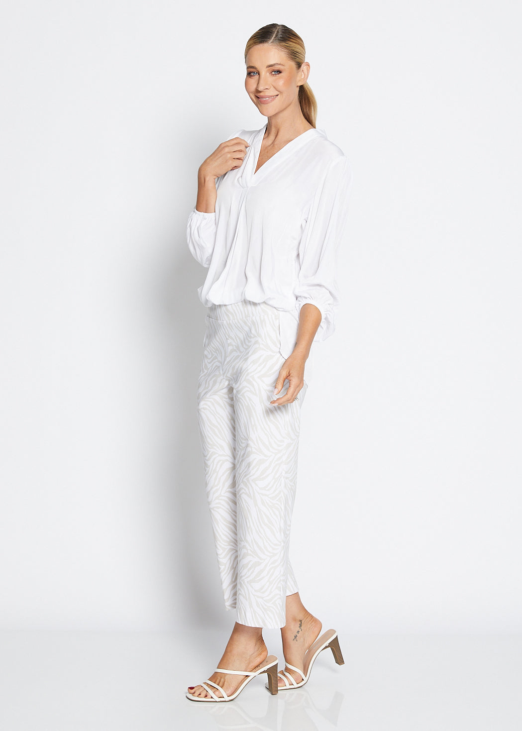 Maple Lustre technical billow blouse in white