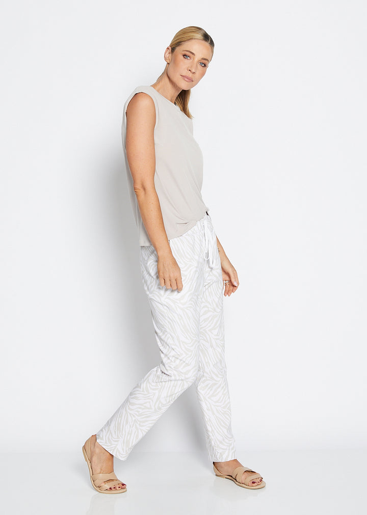 Philosophy Australia Travel printed Bengaline relaxed pant in Zebros, sustainable slow fashion made in Australia