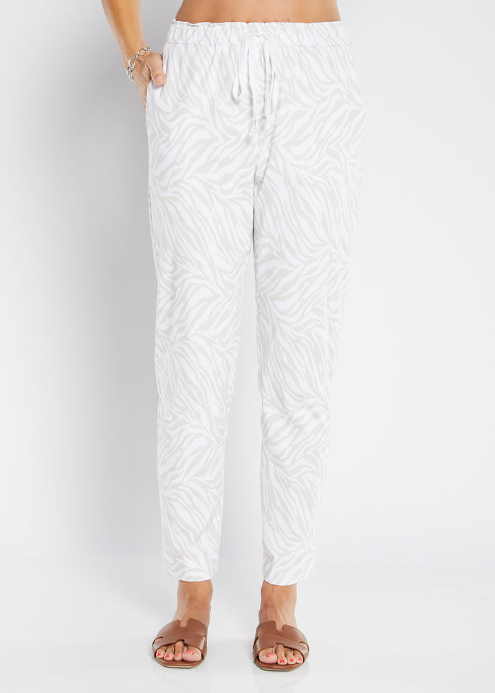 Philosophy Australia Travel printed Bengaline relaxed pant in Zebros, sustainable slow fashion made in Australia