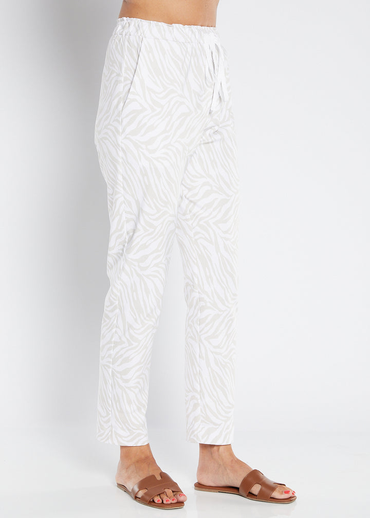Philosophy Australia Travel printed Bengaline relaxed pant in Zebros, sustainable slow fashion made in Australia