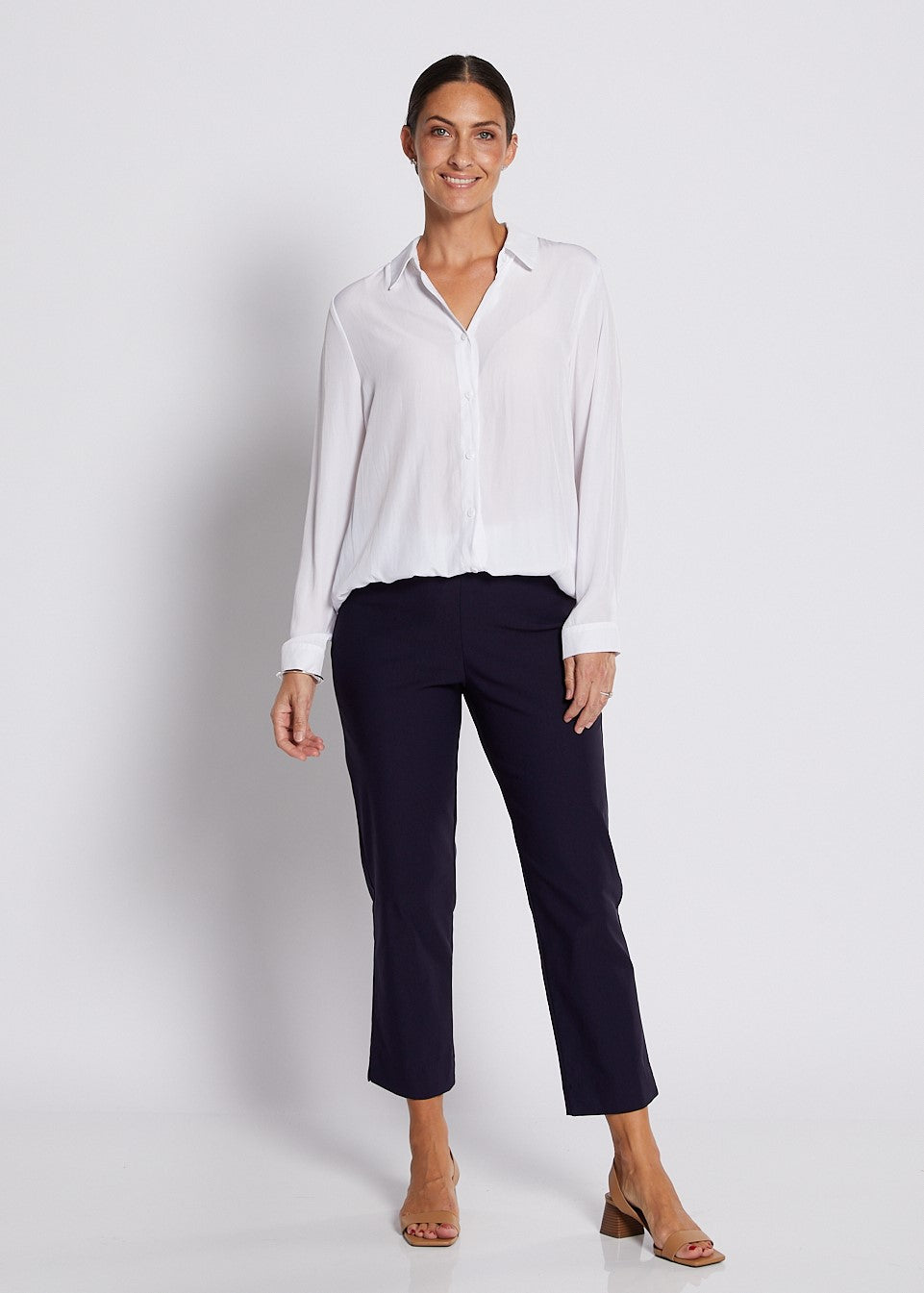 Bengaline Stretch 7/8 Slim Pant in Navy