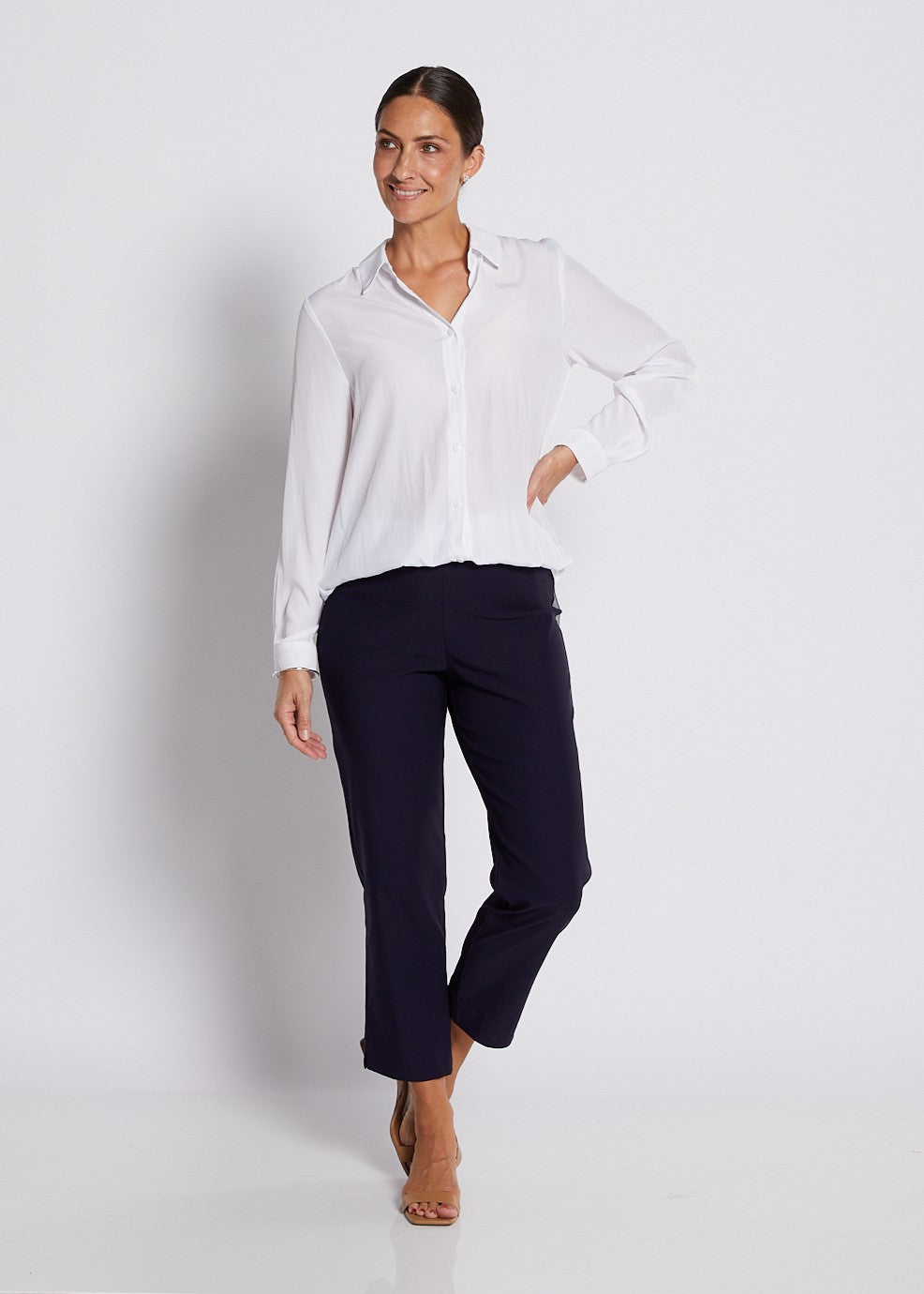 Bengaline Stretch 7/8 Slim Pant in Navy