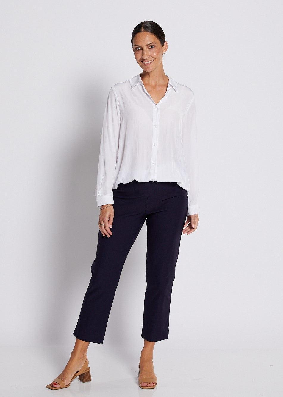 Bengaline Stretch 7/8 Slim Pant in Navy
