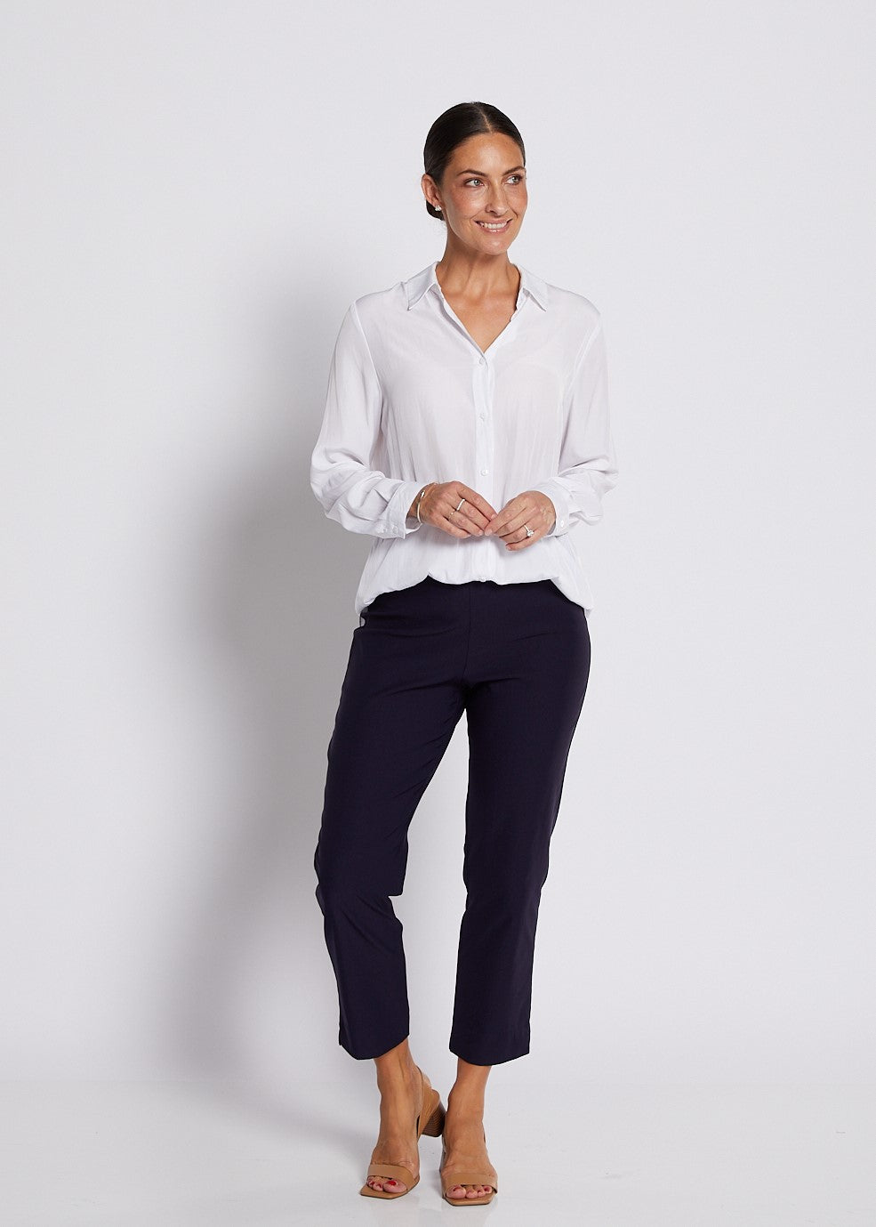 Bengaline Stretch 7/8 Slim Pant in Navy