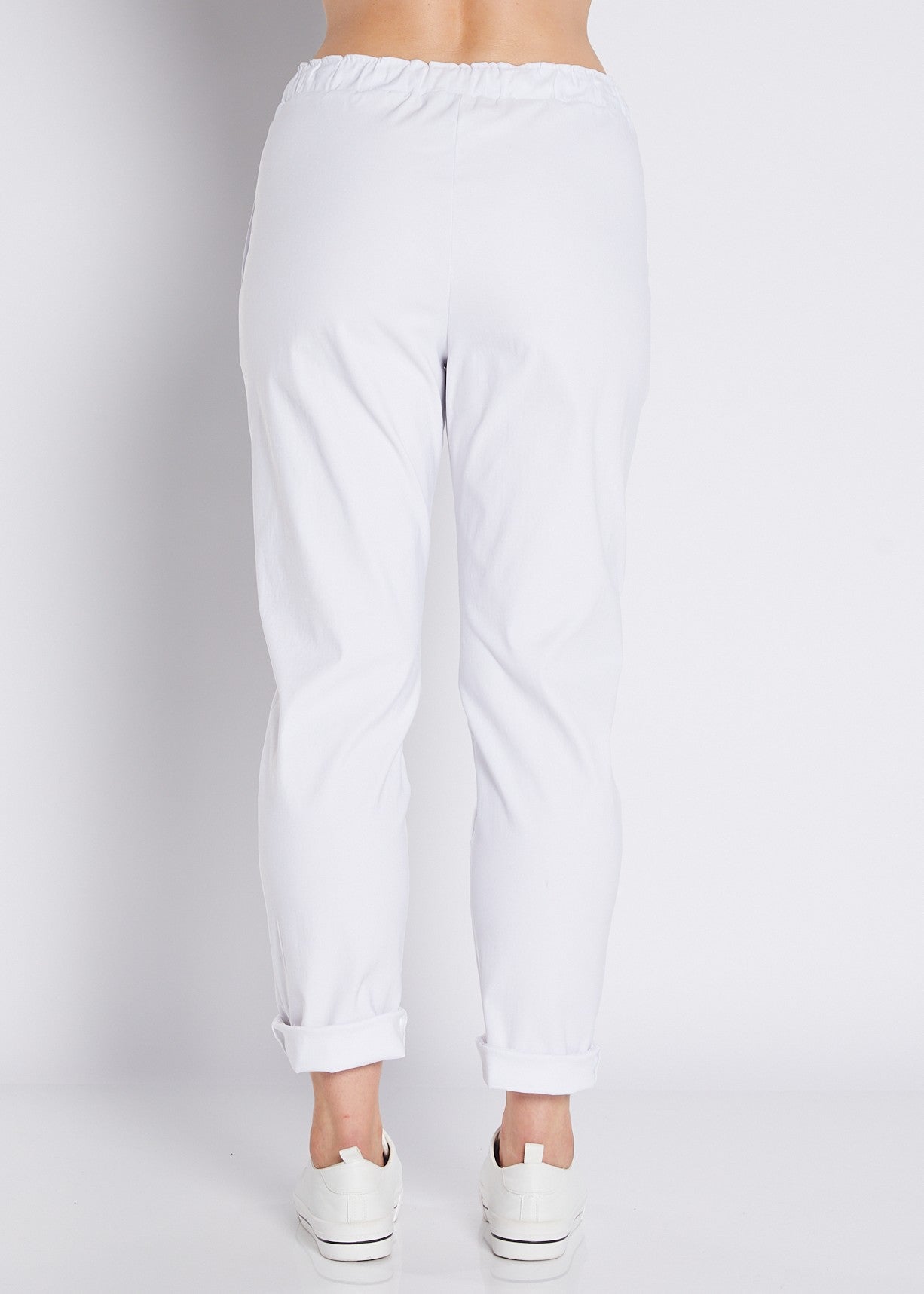 Bengaline Stretch Relaxed Drawstring Pant with Pockets in White