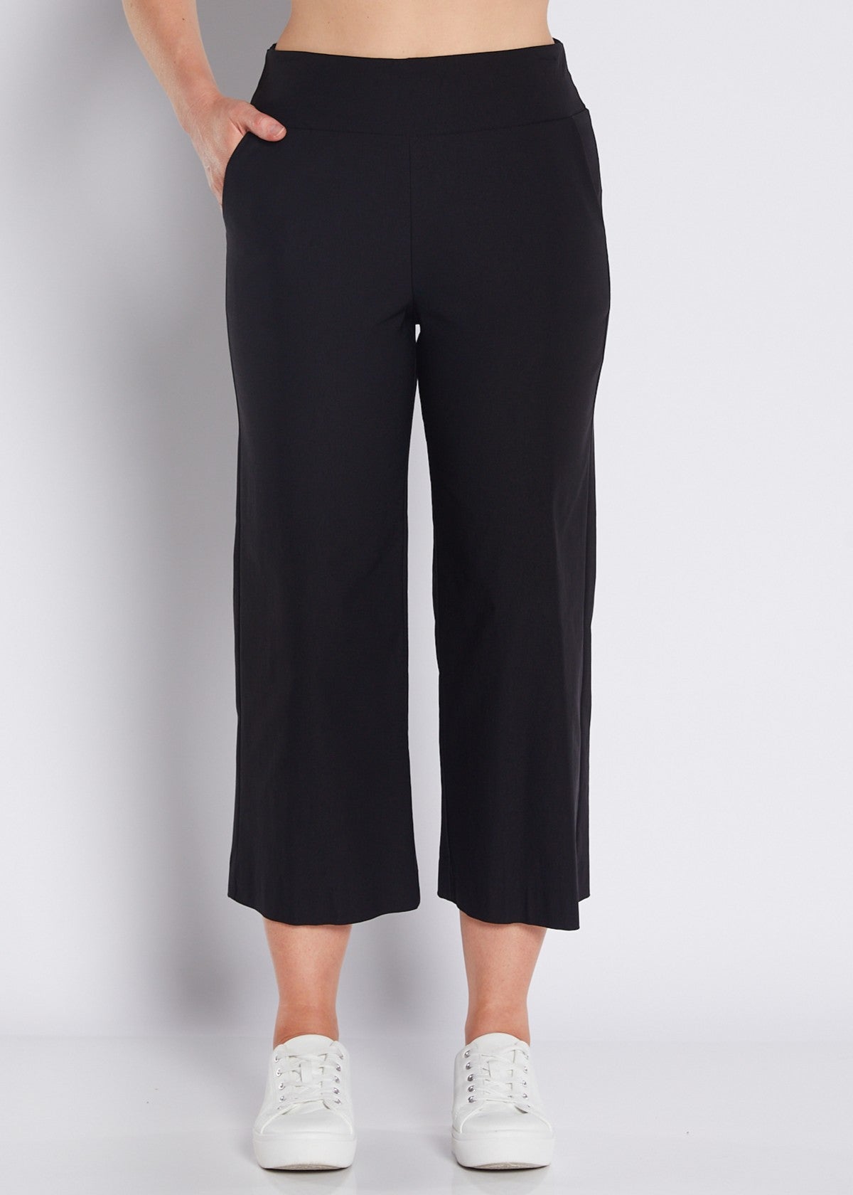 Bengaline Stretch Culottes with Pockets in Black