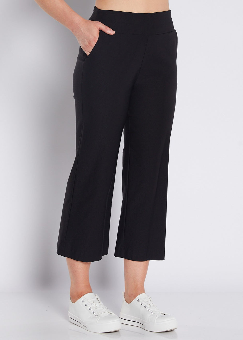 Concert Zenya Bengaline Super Stretch Culottes Black | Tailored Stretch Work Pants Australia
