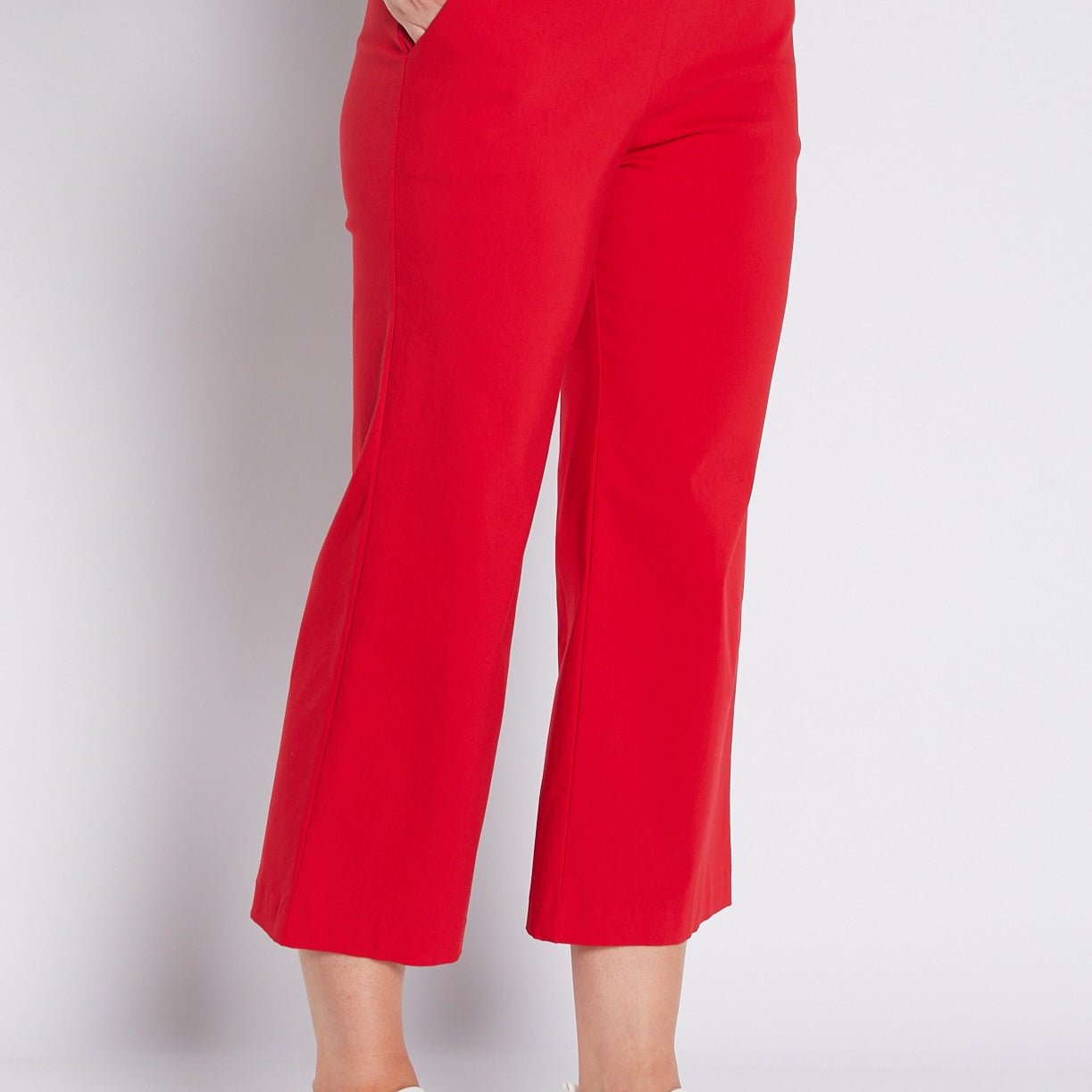 Bengaline Stretch Culottes with Pockets in Red