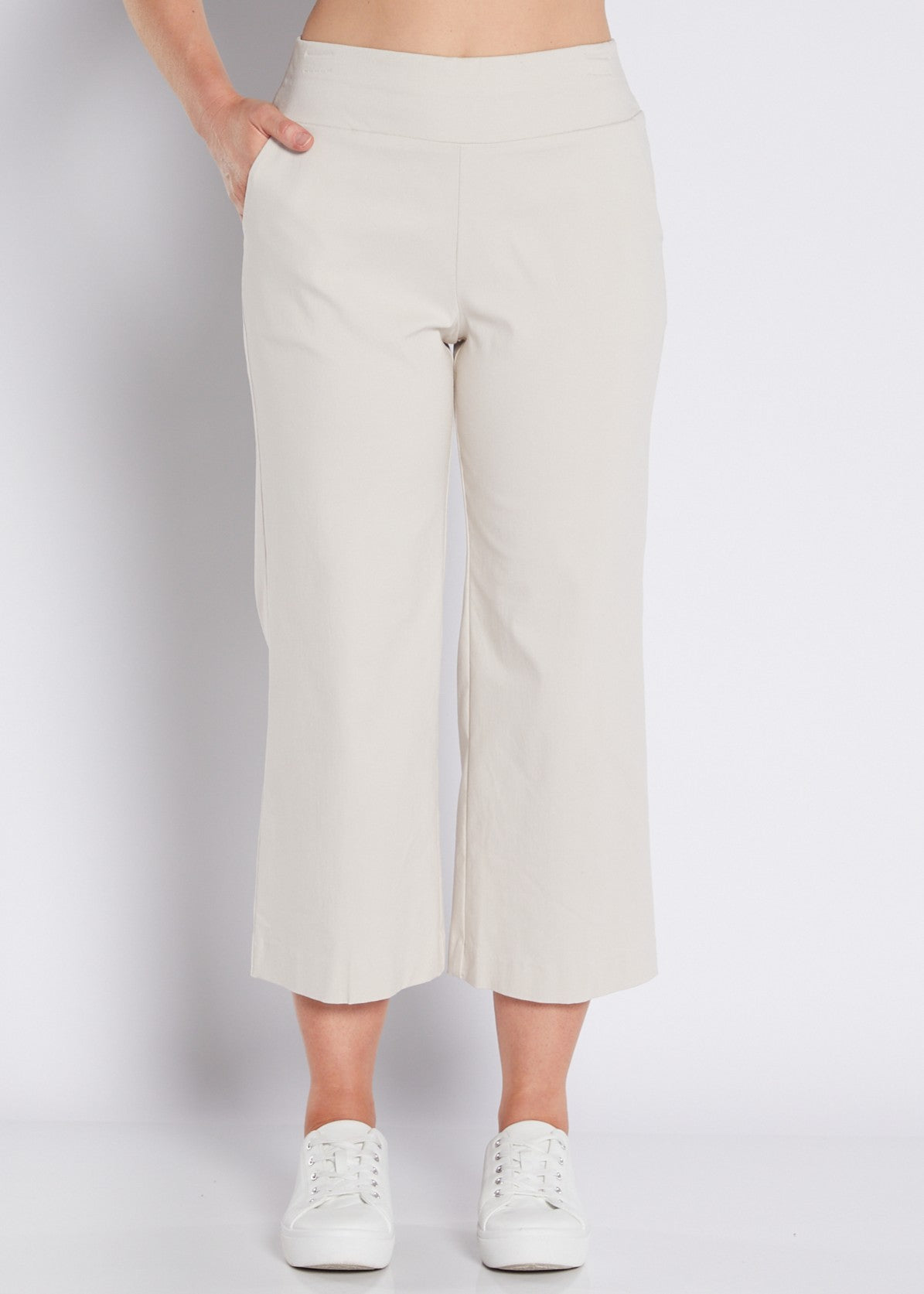 Bengaline Stretch Culottes with Pockets in Neutral Silt