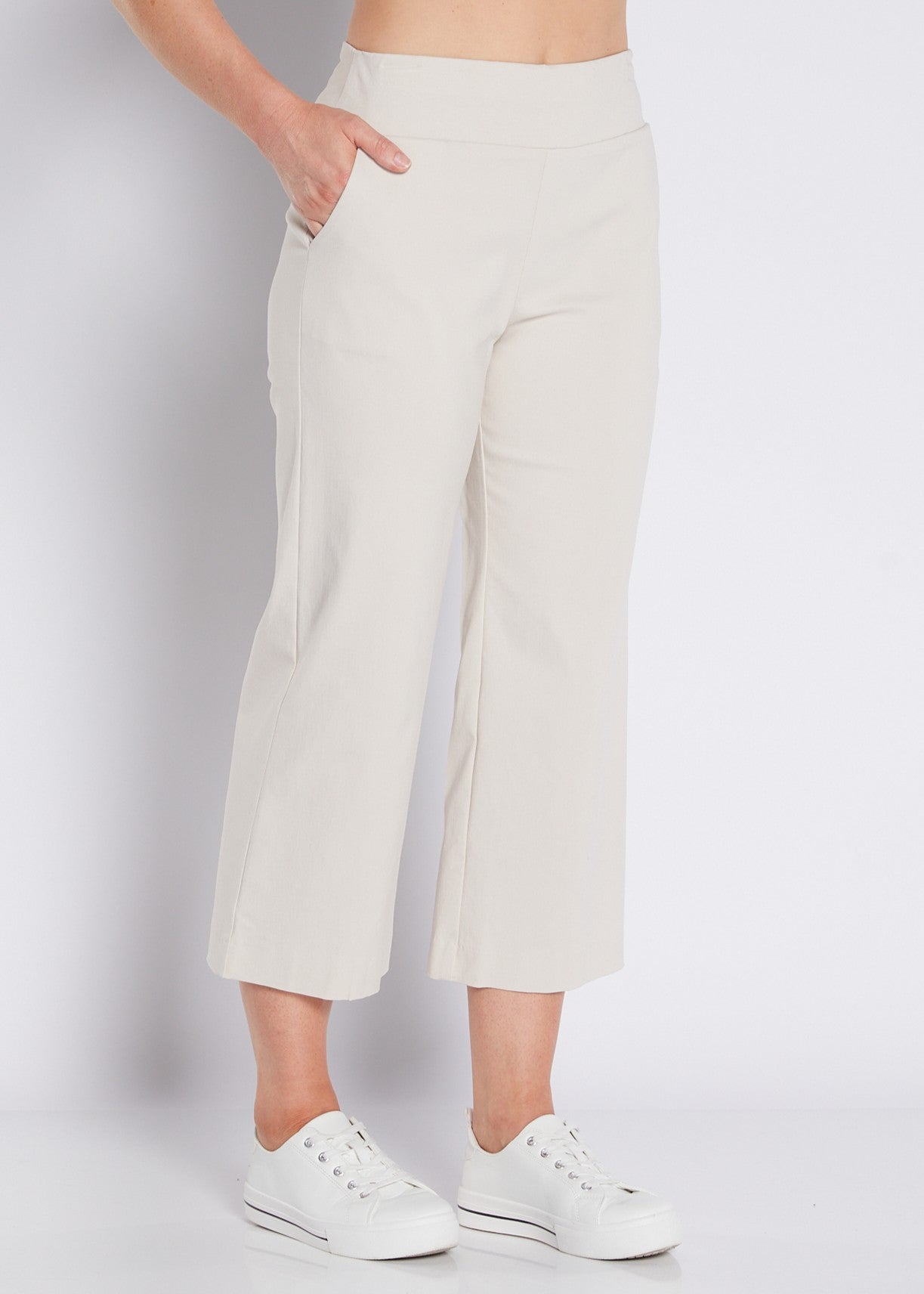 Bengaline Stretch Culottes with Pockets in Neutral Silt