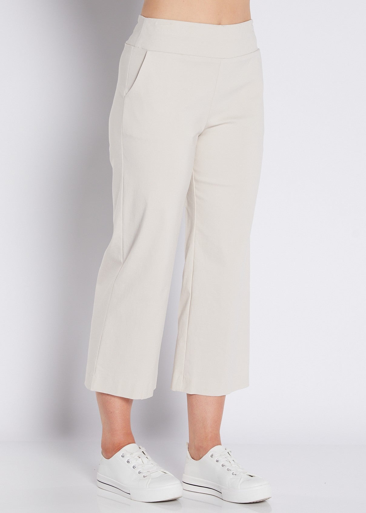 Bengaline Stretch Culottes with Pockets in Neutral Silt