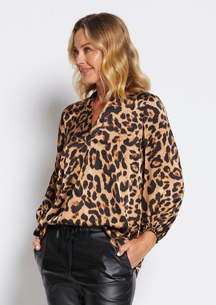 Banksy V billow blouse in Zoo print