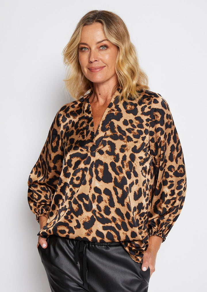 Banksy V billow blouse in Zoo print