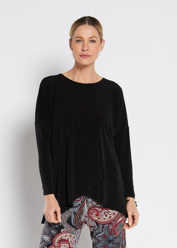 Curve Foundation slinky jersey petal hem tunic in black