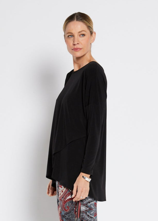 Curve Foundation slinky jersey petal hem tunic in black