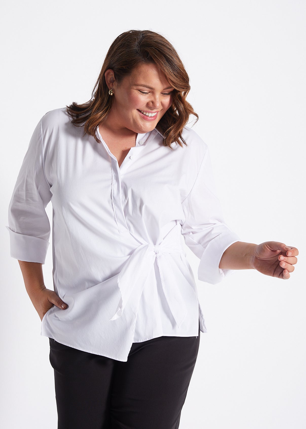 Decible City stretch cotton shirt in white